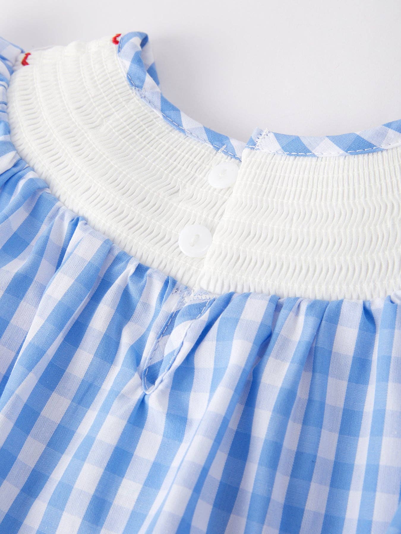 4th of July Flag Embroidery Smocking Girls Romper