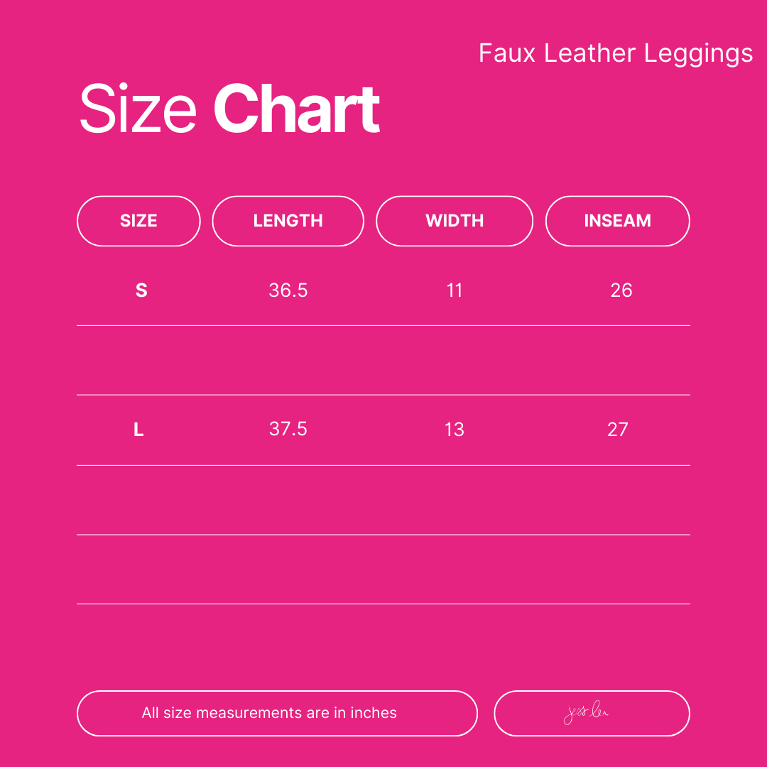 Everywhere Faux Leather Leggings in black, size 2XL. Length 39", width 15", inseam 28". All measurements in inches.