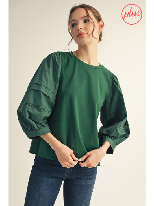 Hunter Lace Trim Puff Sleeve Top
