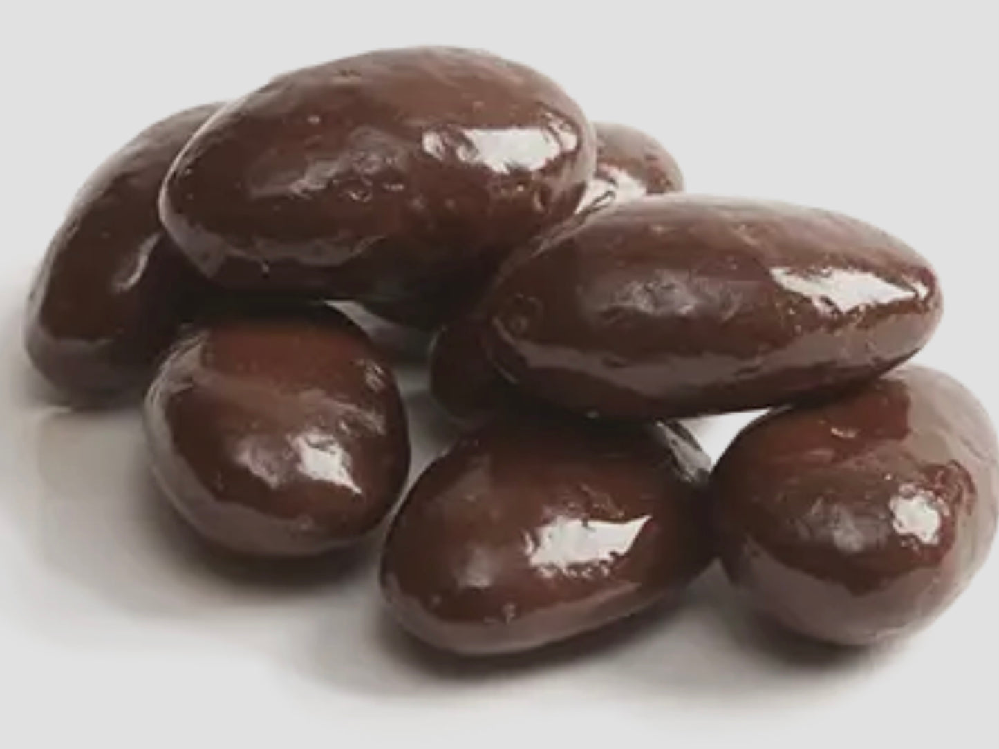 Chocolate Almonds, 4oz—shiny chocolate-covered almonds. Available in 4oz size.