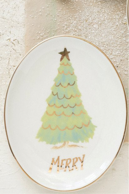 Oval Stoneware Dish Christmas Tree | 4 Styles