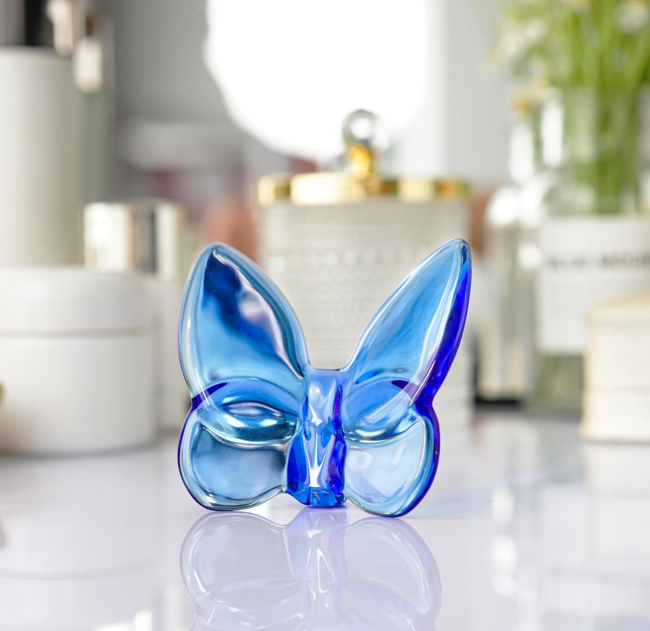 Crystal Butterfly Figurine, available in small, medium, and large sizes. Elegant crystal wings with detailed craftsmanship.