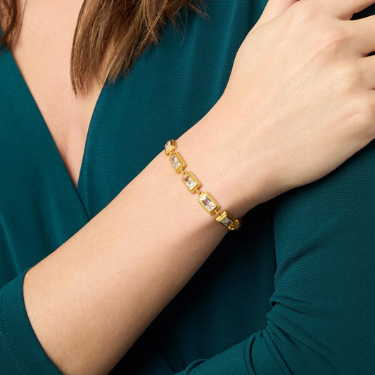 Baguette Tennis Bracelet in gold with baguette-cut gemstones, available in 6", 7", and 8" sizes.