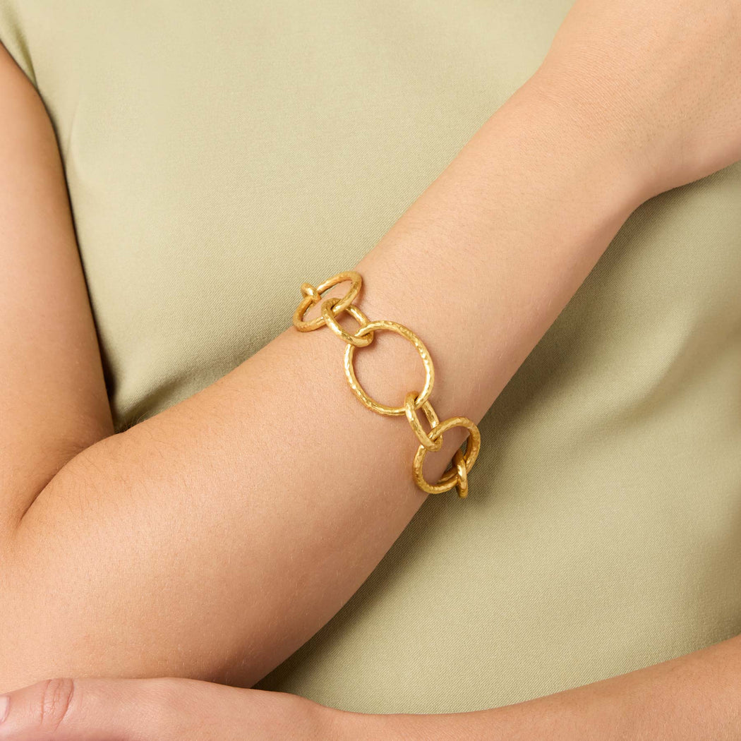 Catalina Light Link Bracelet with large textured oval and round gold links. Available in S/M and M/L sizes.