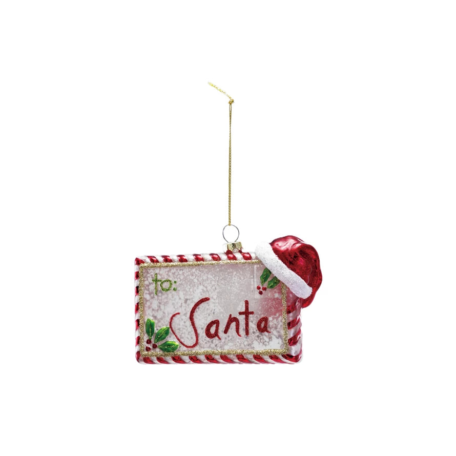 Glass Letter To Santa Ornament