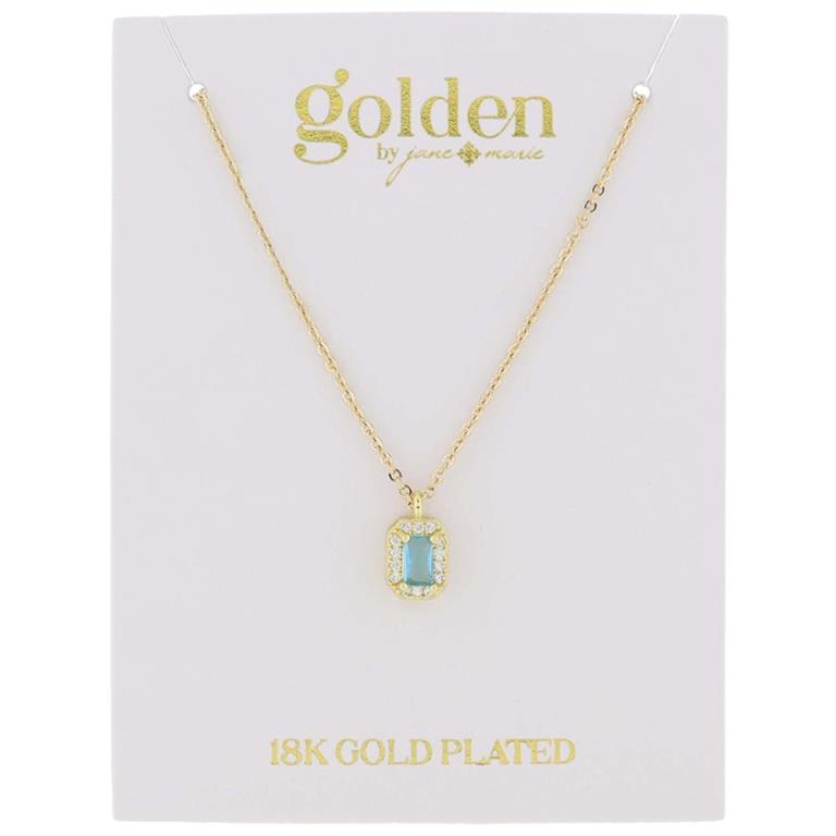 18K gold plated mini crystal necklace, available in multiple sizes, packaged for gifting.
