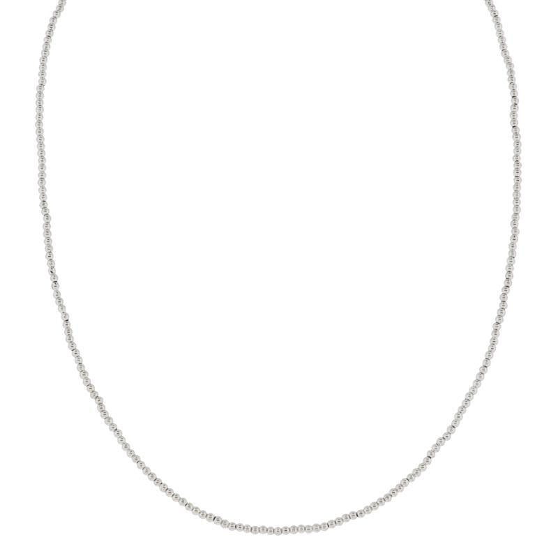 18K white gold plated X-small ball beaded strand necklace; available in multiple sizes.