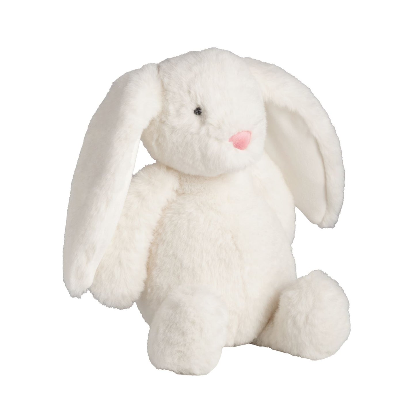 Harper the Ivory Plush Bunny has floppy ears, pink nose, black eyes, and extra-soft custom blend fur. Available in multiple sizes.