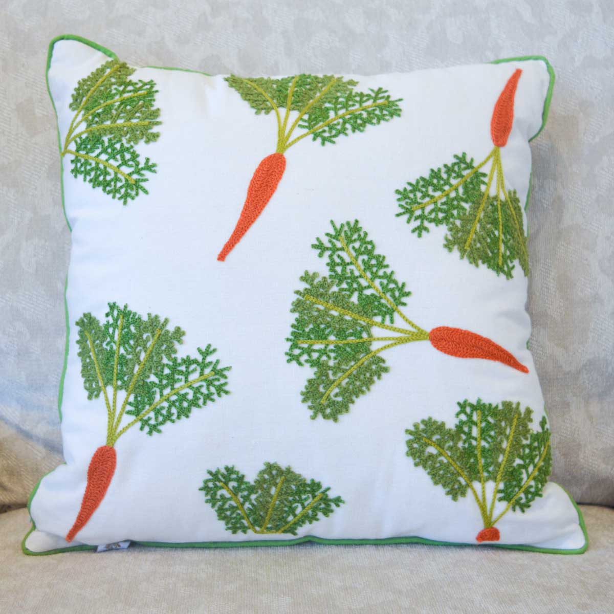Bakersfield Carrot Embroidered Pillow