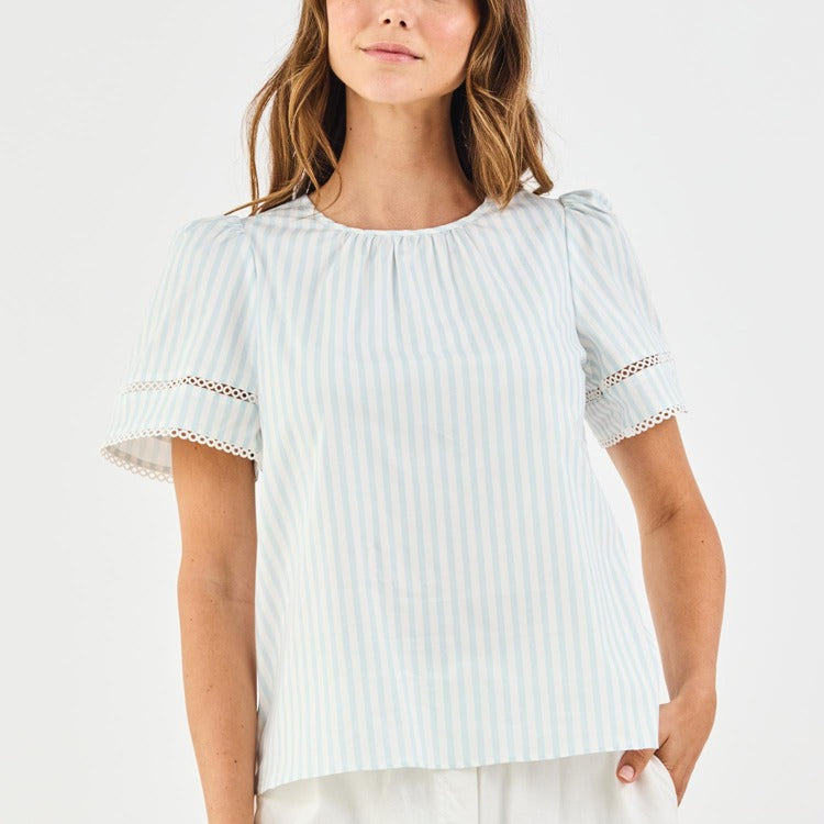 Tabby Pin Stripe Blue Top