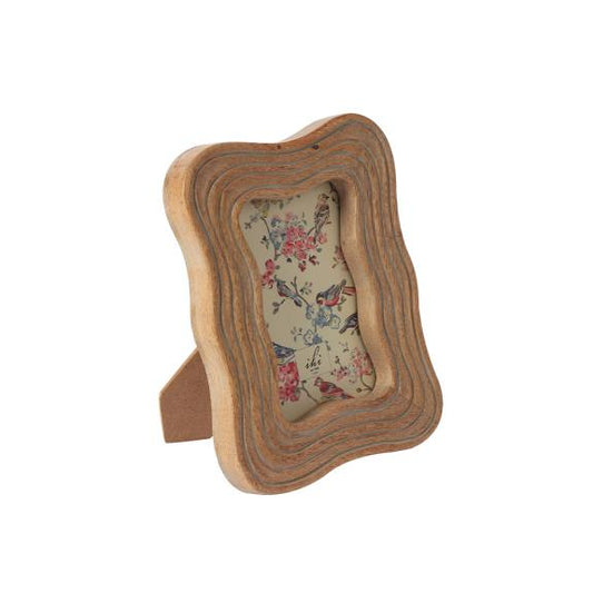 4"x6" Grey Wash Deco Frame with rustic, layered wood and wavy edges. Holds 4"x6" photos.