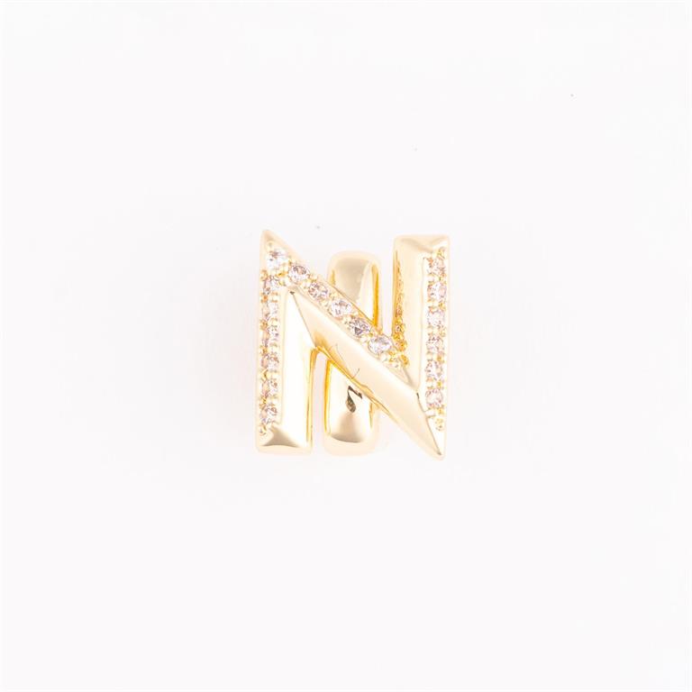 Gold letter "N" charm with clear stones, for Camryn Bracelet Charm Bar. Available in small and medium sizes.