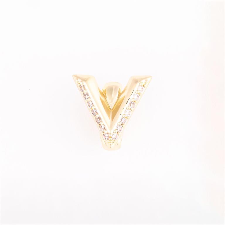 The Camryn Bracelet Charm Bar is a gold "V"-shaped pendant with diamonds. Available in small, medium, and large sizes.