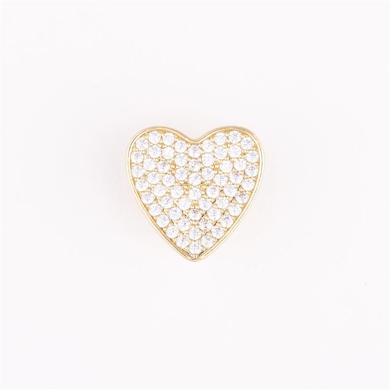 Gold heart-shaped Camryn Bracelet Charm Bar with sparkling gemstones. Available in small, medium, and large sizes.