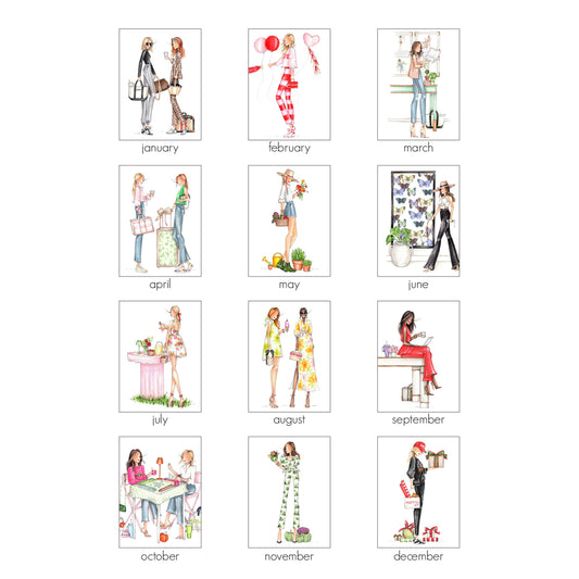 The 2025 Planner is a spiral-bound calendar available in A5 and A4 sizes, featuring twelve monthly illustrations.