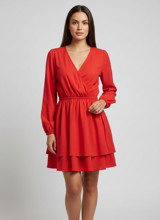 Red Long Sleeve Dress | White Birch Black Label