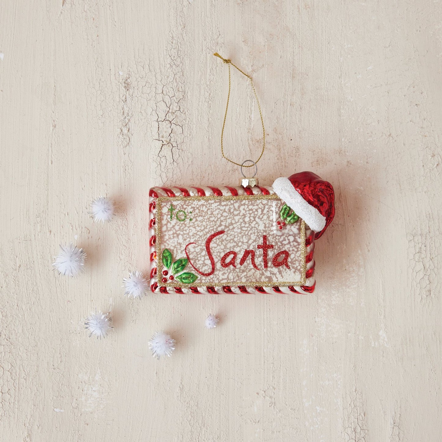 Glass Letter To Santa Ornament