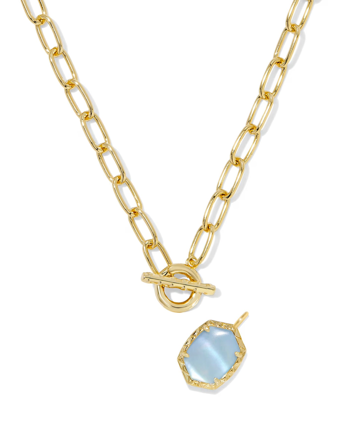 Daphne Link Chain Gold with Light Blue Stone