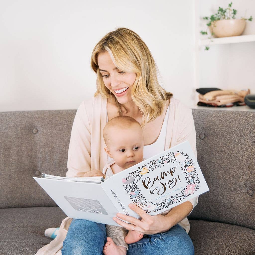 Bump for Joy: A Pregnancy Journal (Blue)" displayed; available in standard 8.25 x 9.5-inch size.