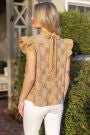 Ruffled Neck Tie Top