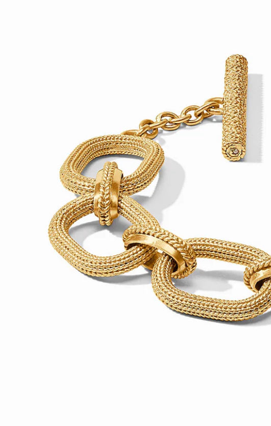 Julie Vos Extender Set in 24K gold plate with textured oval links, bar clasp, adjustable extender. Sizes: 2", 4".