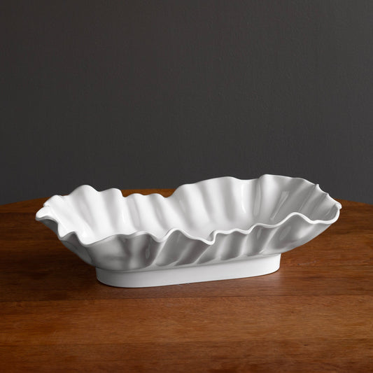 Vida Bloom Extra Large Oval Bowl with wavy, ruffled edge. Available in extra large size.