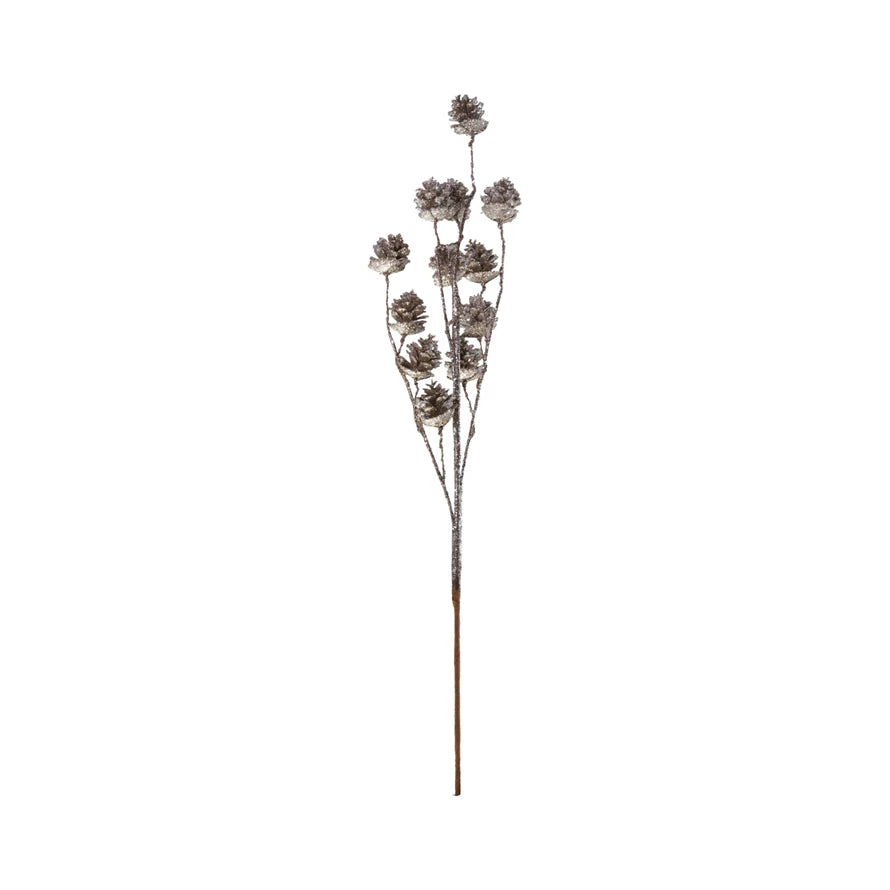 Pinecone Stem with Champagne Finish Glitter