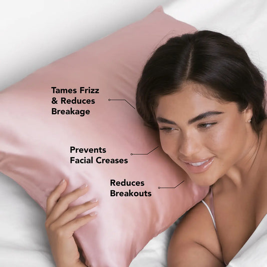 Satin Pillowcase - Blush: Tames frizz, reduces breakage, prevents facial creases, promotes flawless complexion. Available sizes: Standard, Queen, King.