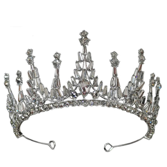 crystal tiara with points and silver metal