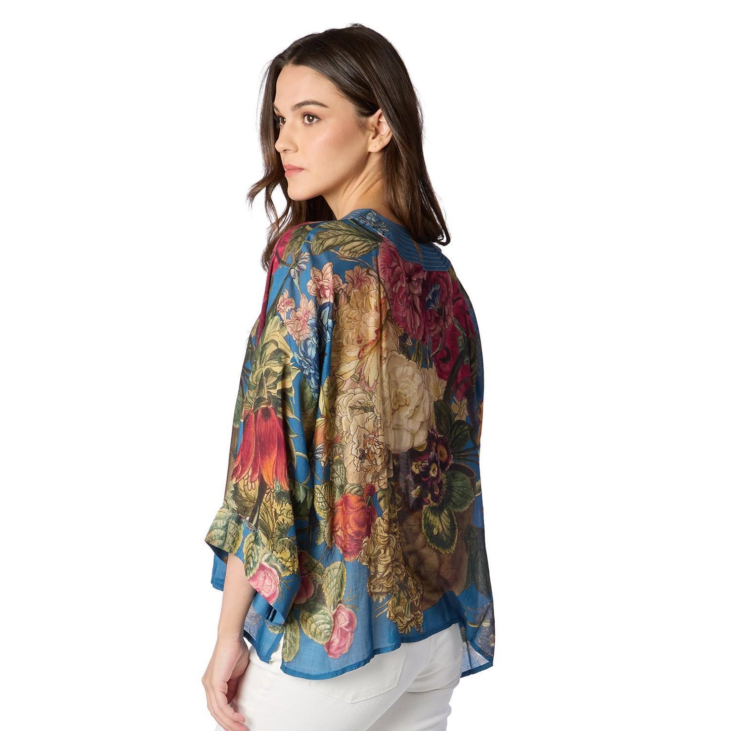 Primula Teal Short Kimono