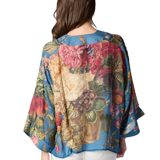 Primula Teal Short Kimono