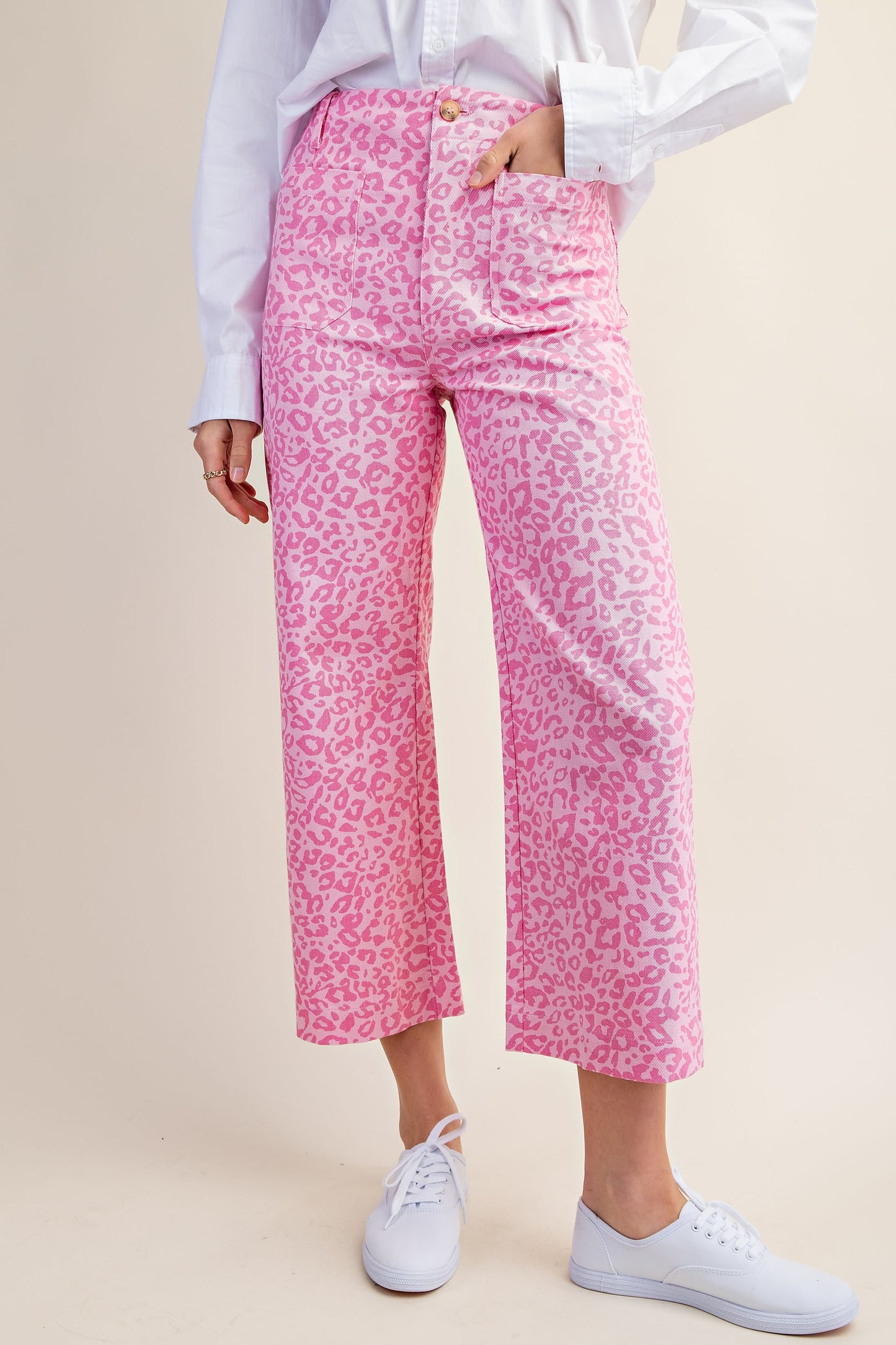Leopard Print Pants with Pockets