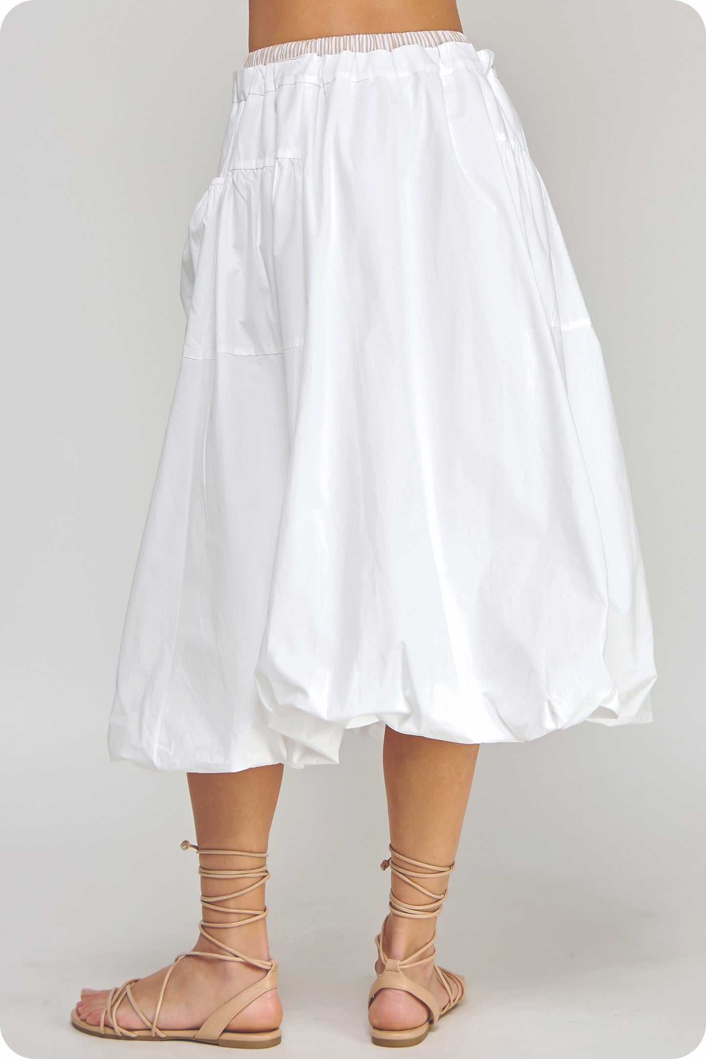 Stripe Contrast Midi Bubble Skirt