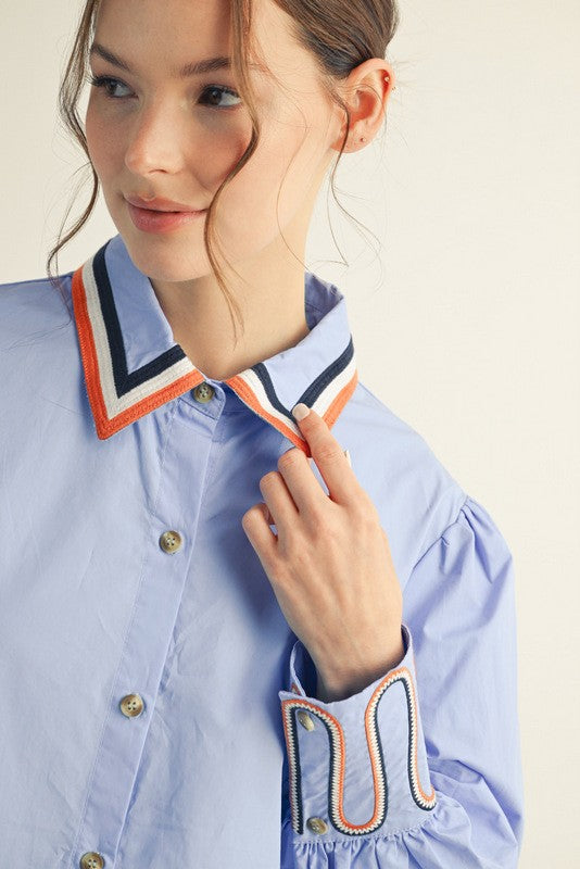 Western Flair Embroidery Accent Button Down