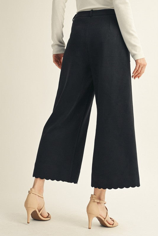 Scallop Edge Accent Suede Pants