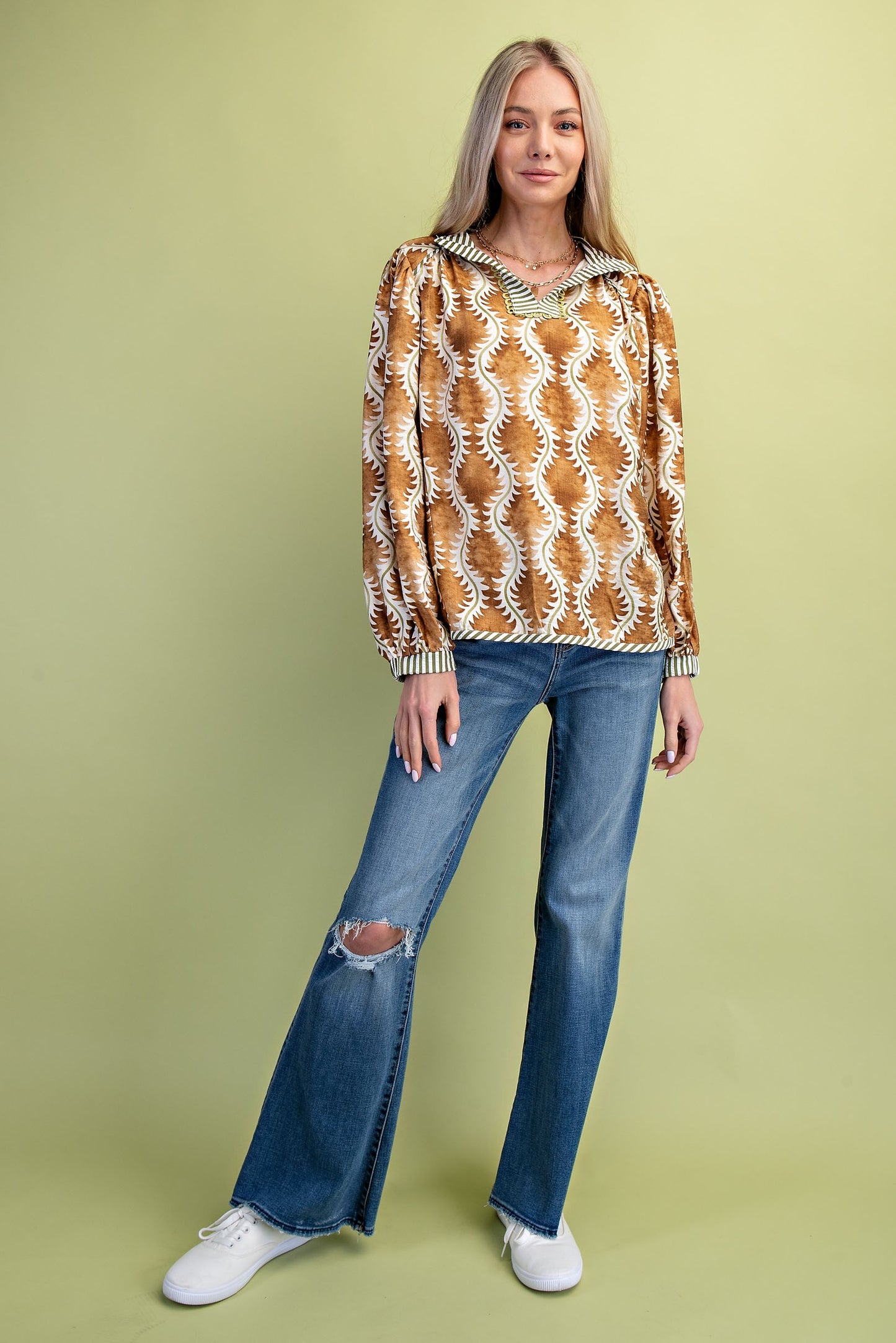 Chelsea Printed Mock-Neck Top