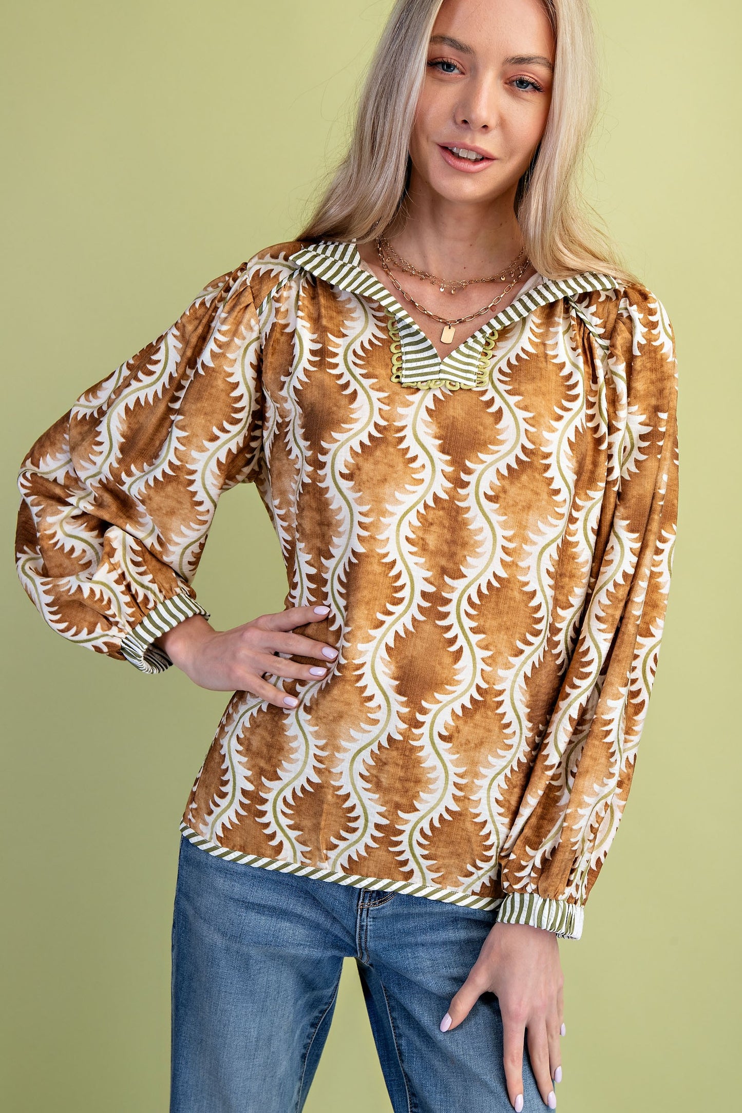 Chelsea Printed Mock-Neck Top