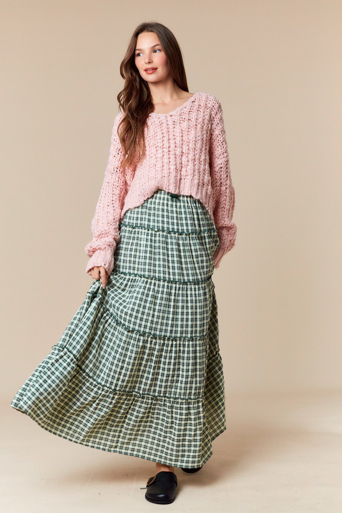 Pink Popcorn Yarn Cropped Sweater