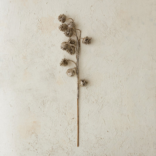Pinecone Stem with Champagne Finish Glitter