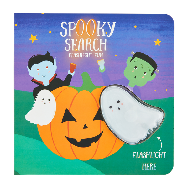 The Spooky Search Flashlight Fun Book with glow-in-the-dark, ghost flashlight attached; sizes available: standard.