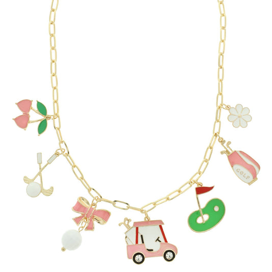 Golf Theme Multi-Charm Necklace
