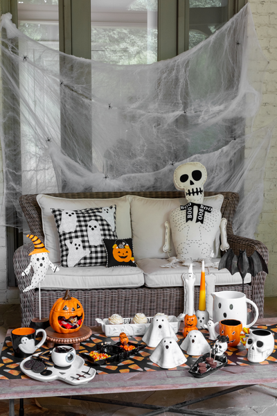 Candy Corn Table Runner Roll for Halloween decor, available in 12", 16", and 24" widths.