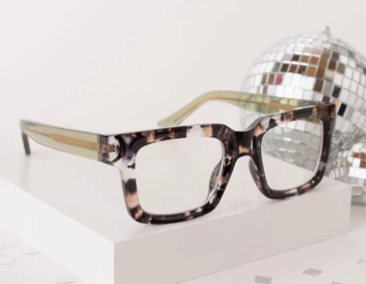 Peepers - Spotlight tortoiseshell chunky rectangular eyeglasses with wire core temples. Available in multiple sizes.
