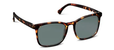 Tortoiseshell square bifocal sunglasses with dark lenses, full rims, UV400 protection. Available in multiple sizes.