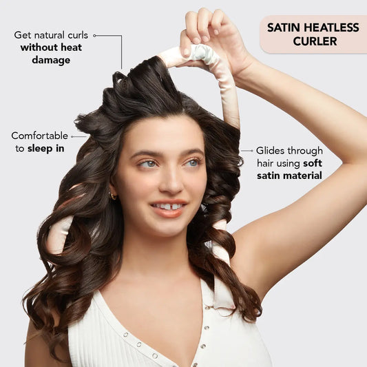Satin Heatless Curling Set - Sunset Tie Dye in soft satin for frizz-free curls, no heat. Available in standard and long sizes.