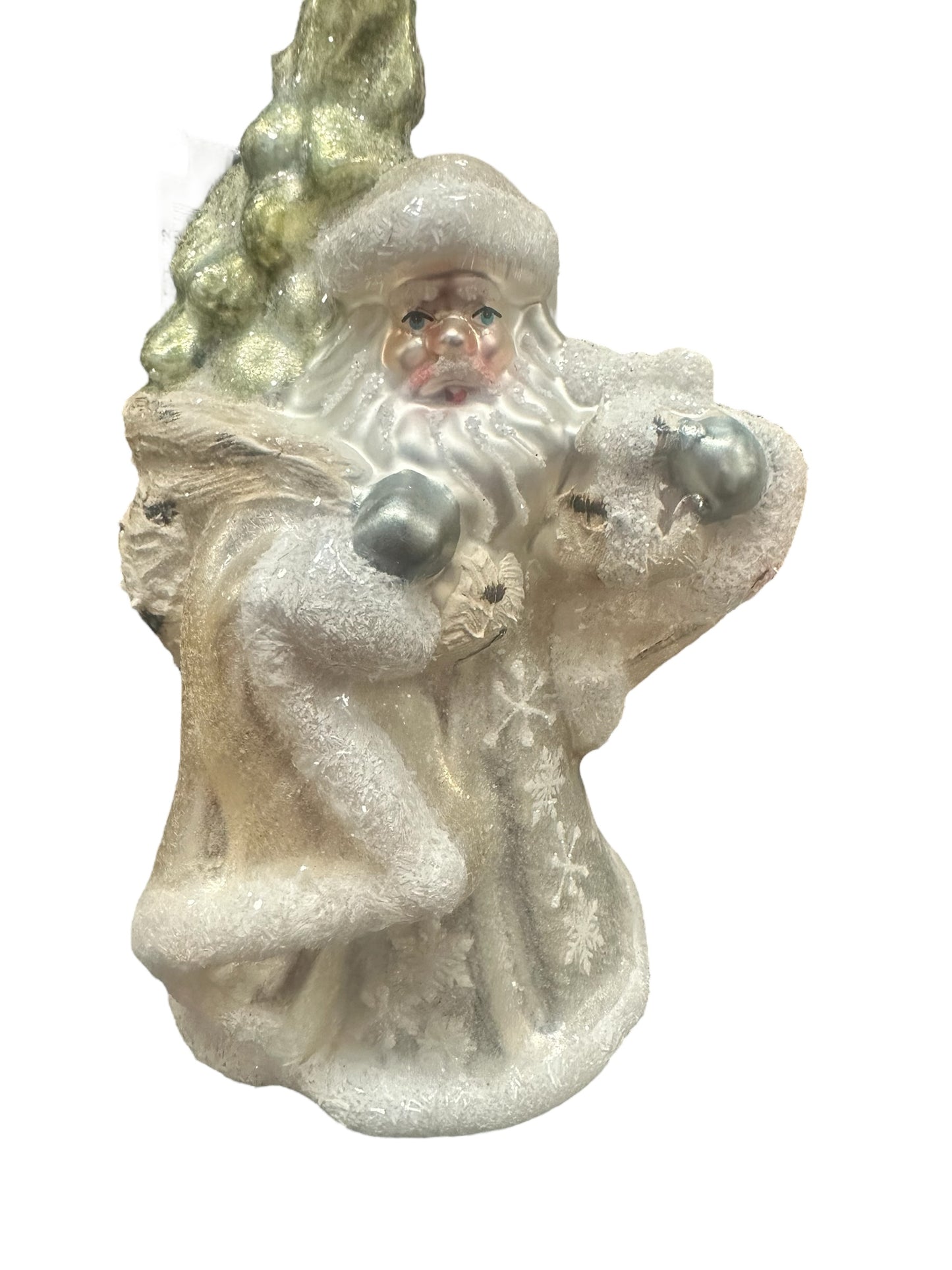 Glass Santa Ornament
