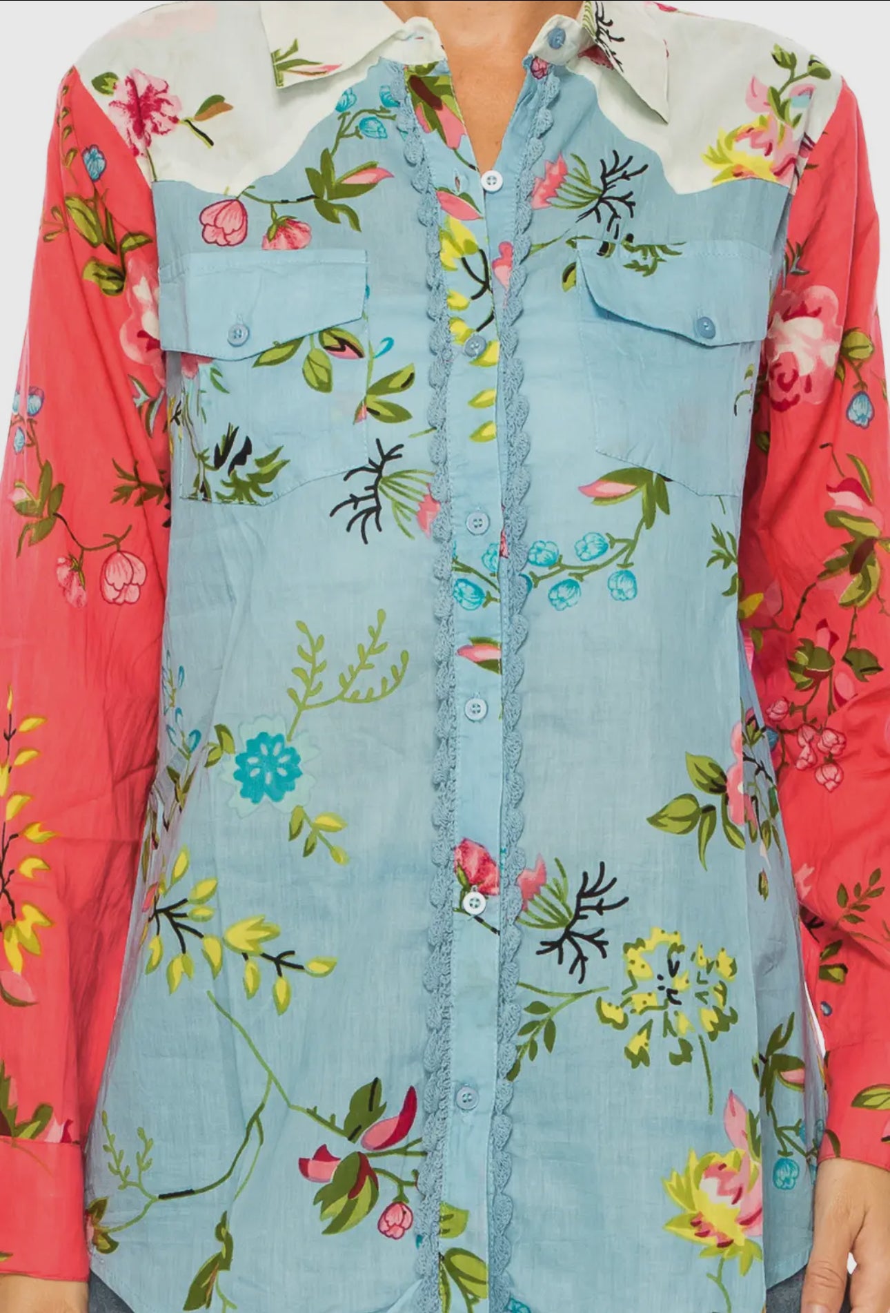 Vintage Floral Button-Down Top