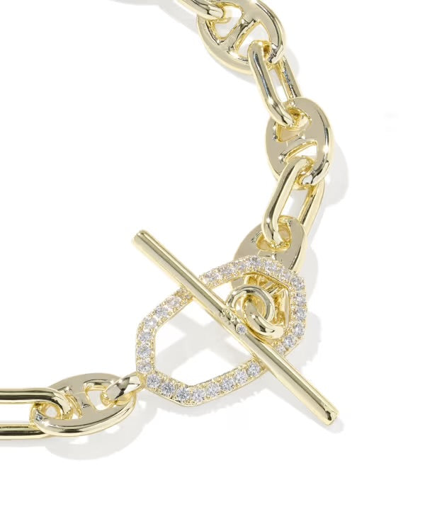 Elaina Toggle Gold Link and Chain Bracelet