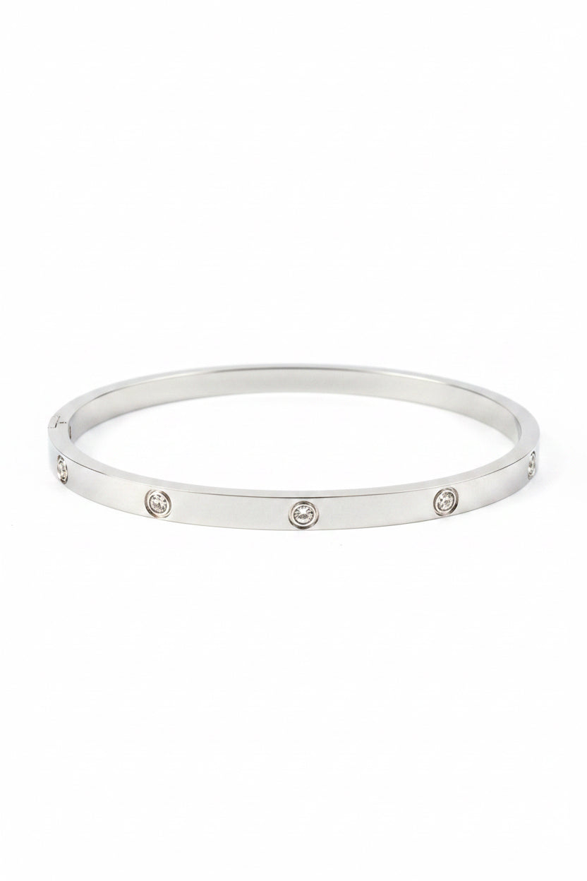 Silver Stone Hinges Bangle