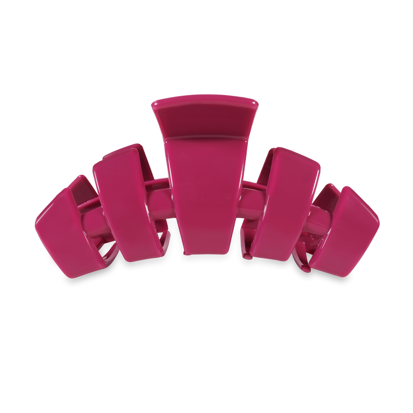 Pink TELETIES Classic Claw Hair Clip with large prongs and curved shape. Available in small, medium, and large sizes.